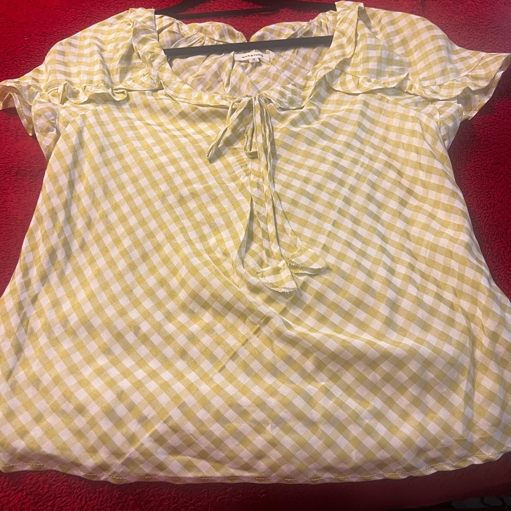 Max Studio Yellow Checkered Blouse